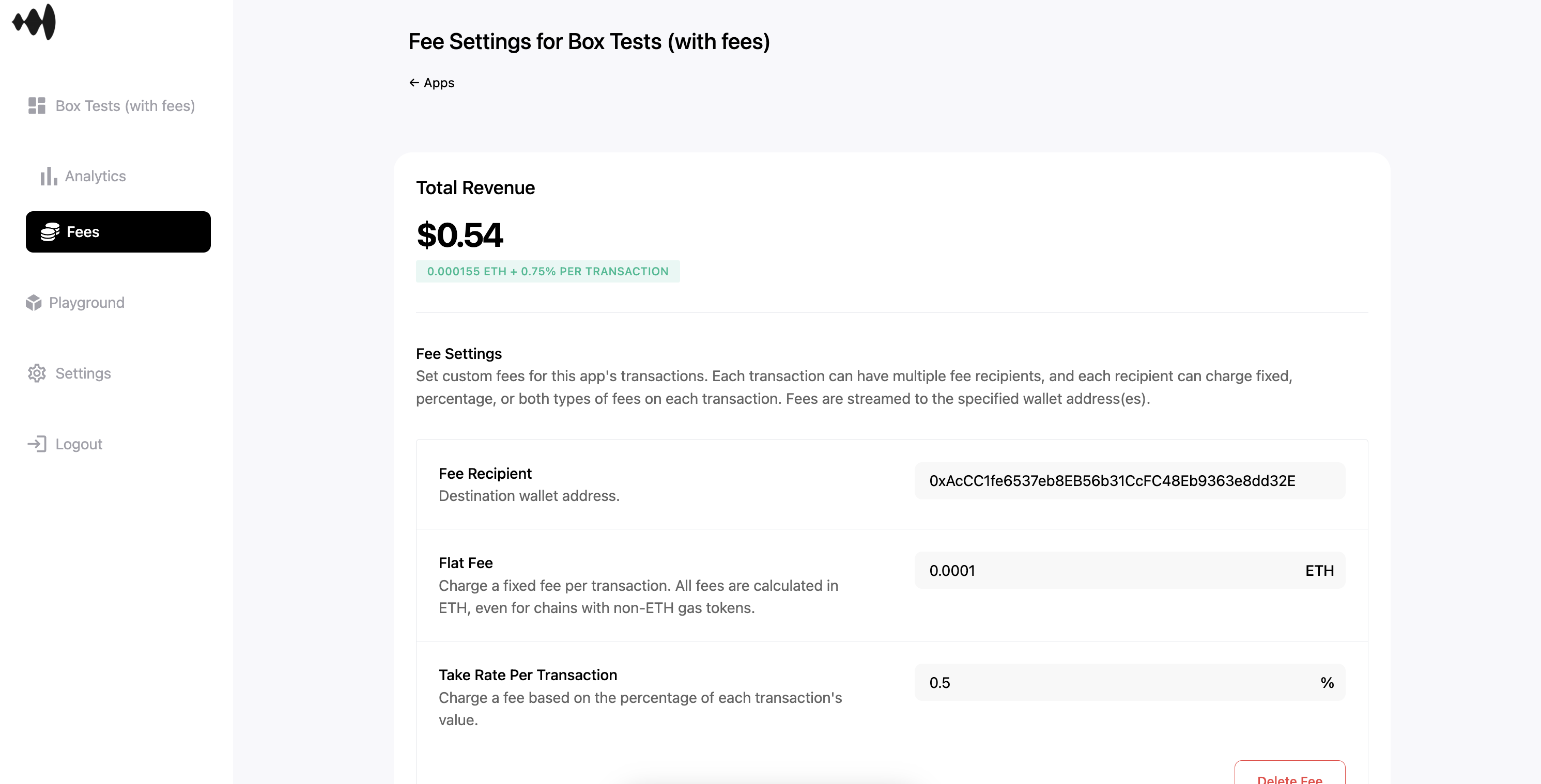 Fees in the Developer Console
